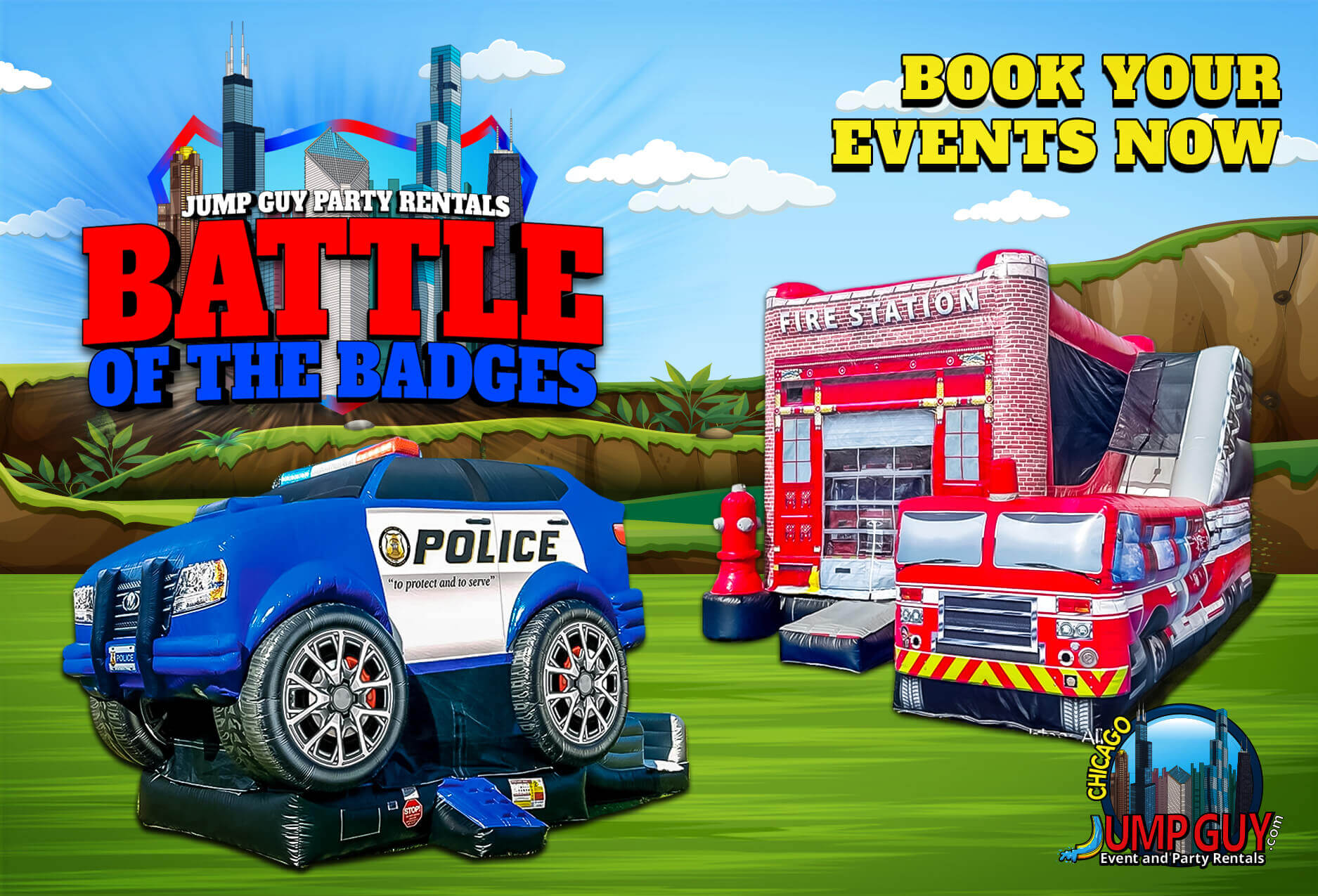 Battle of the Badges inflatable rental by Jump Guy Party Rentals