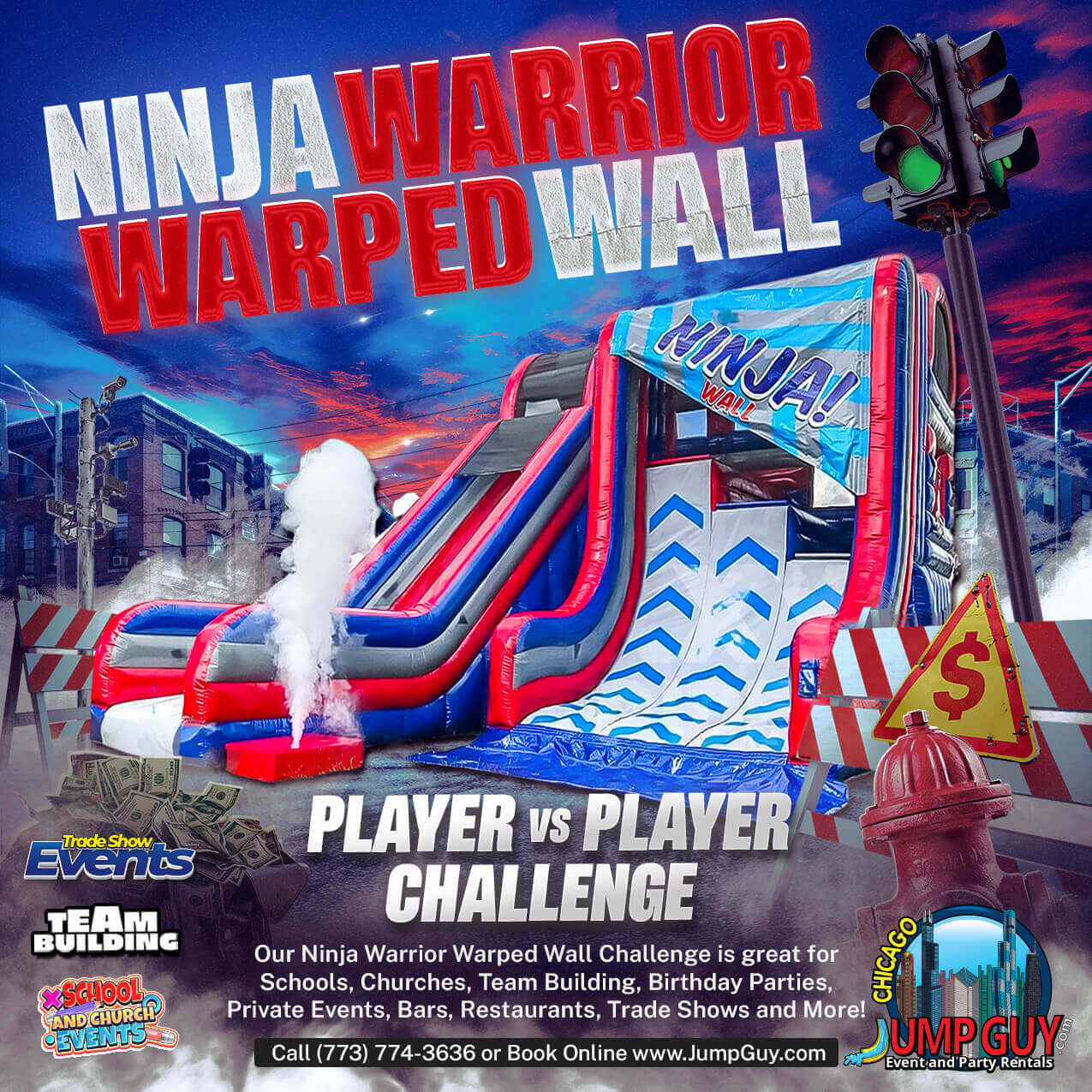 Ninja Warrior Warped Wall Challenge rental by Jump Guy Party Rentals