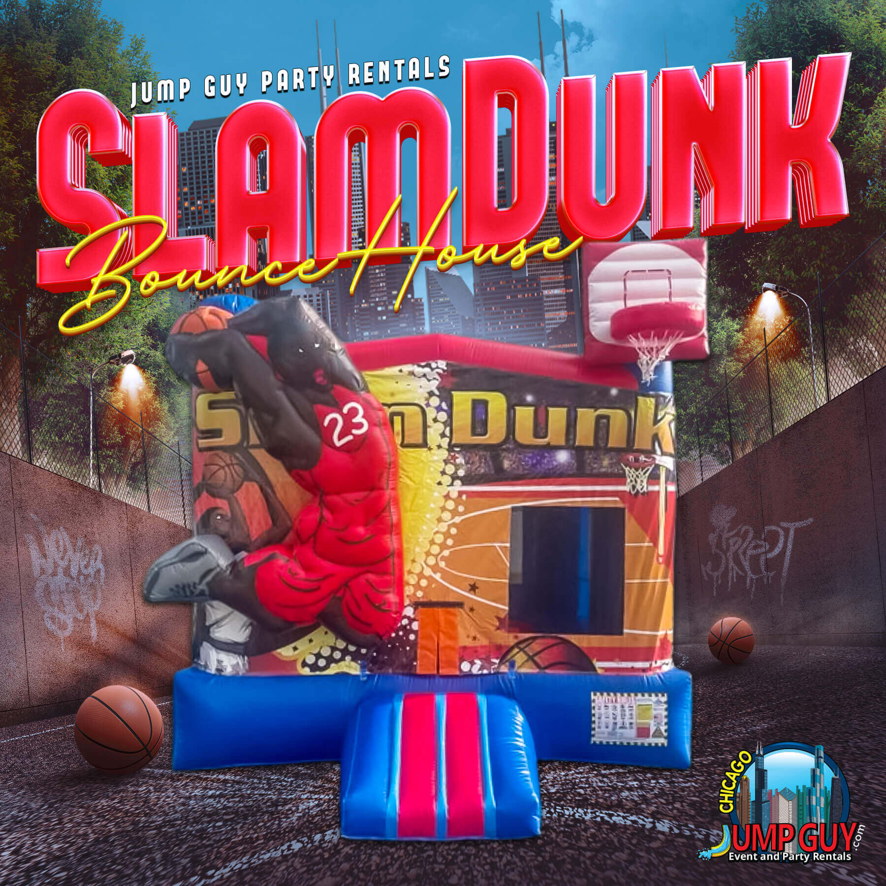 Slam Dunk basketball bounce house rental for parties and events in Wheaton IL