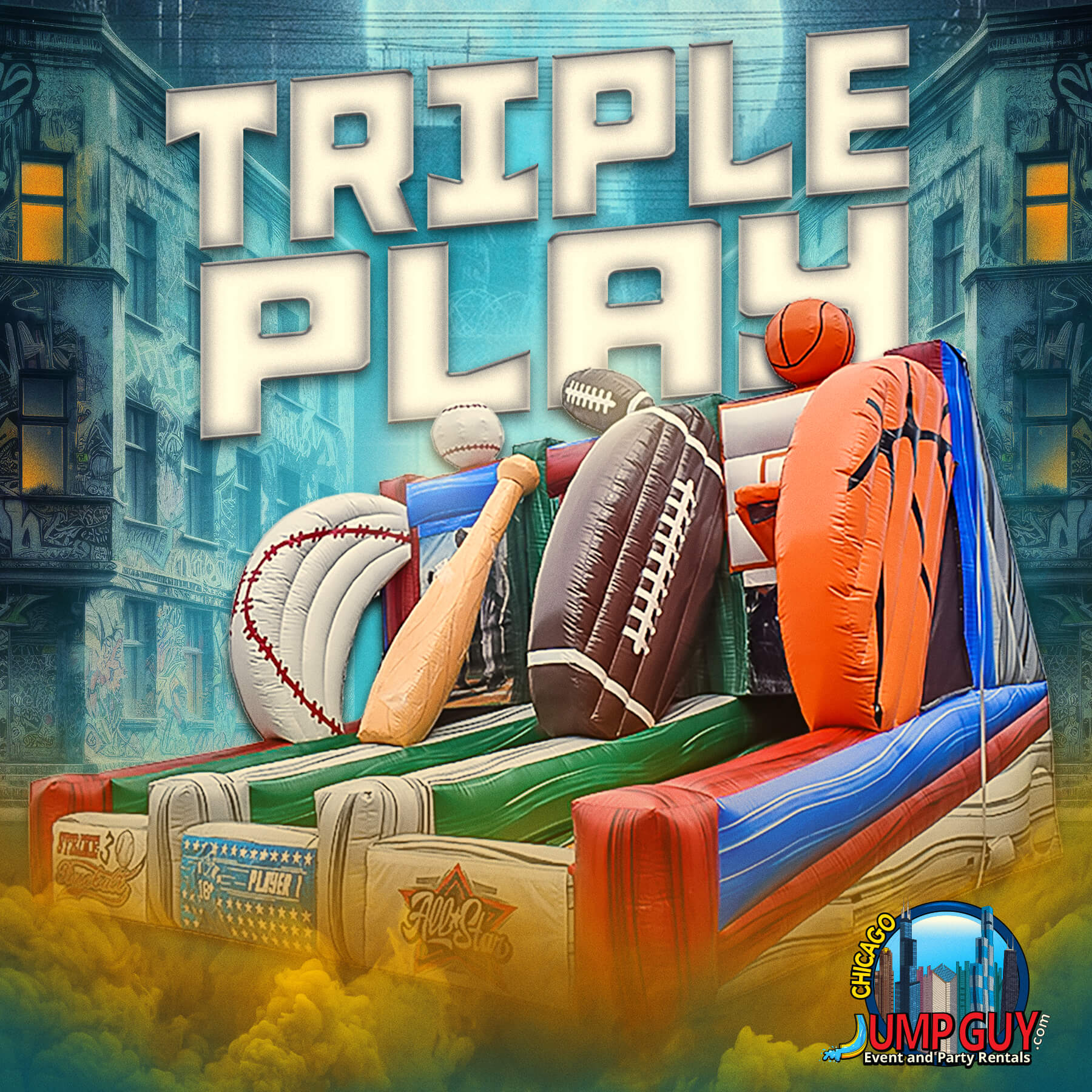 Triple Play inflatable sports game rental by Jump Guy Party Rentals